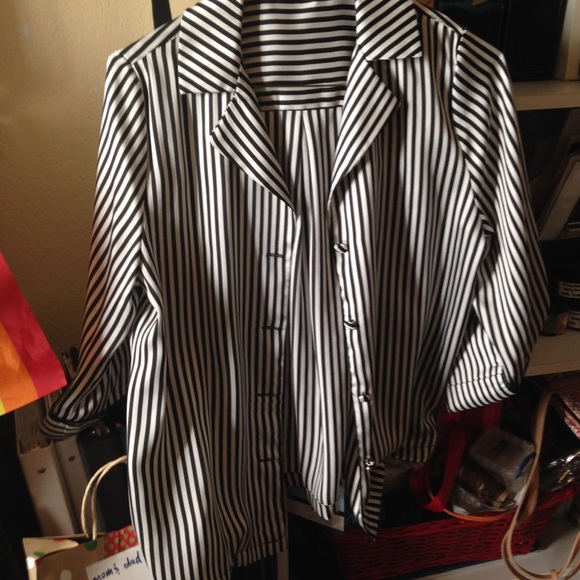 Silky Button Down Striped Shirt - Picture 1 of 3